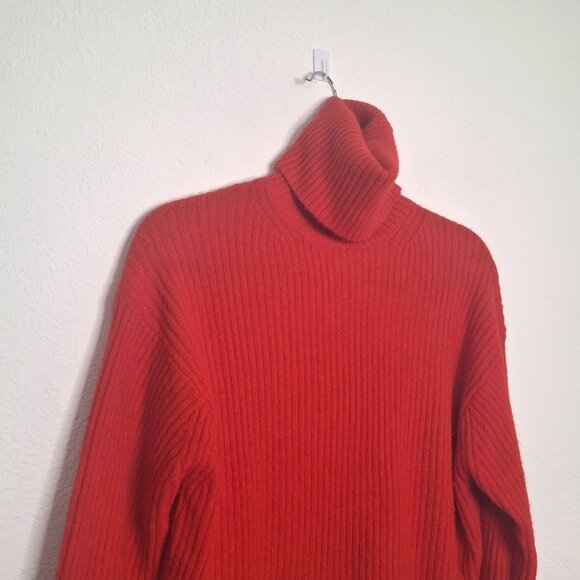 H&M Red Turtleneck Sweater Sz XS Ribbed Wool Blend Minimalist Christmas Holiday - Picture 4 of 12